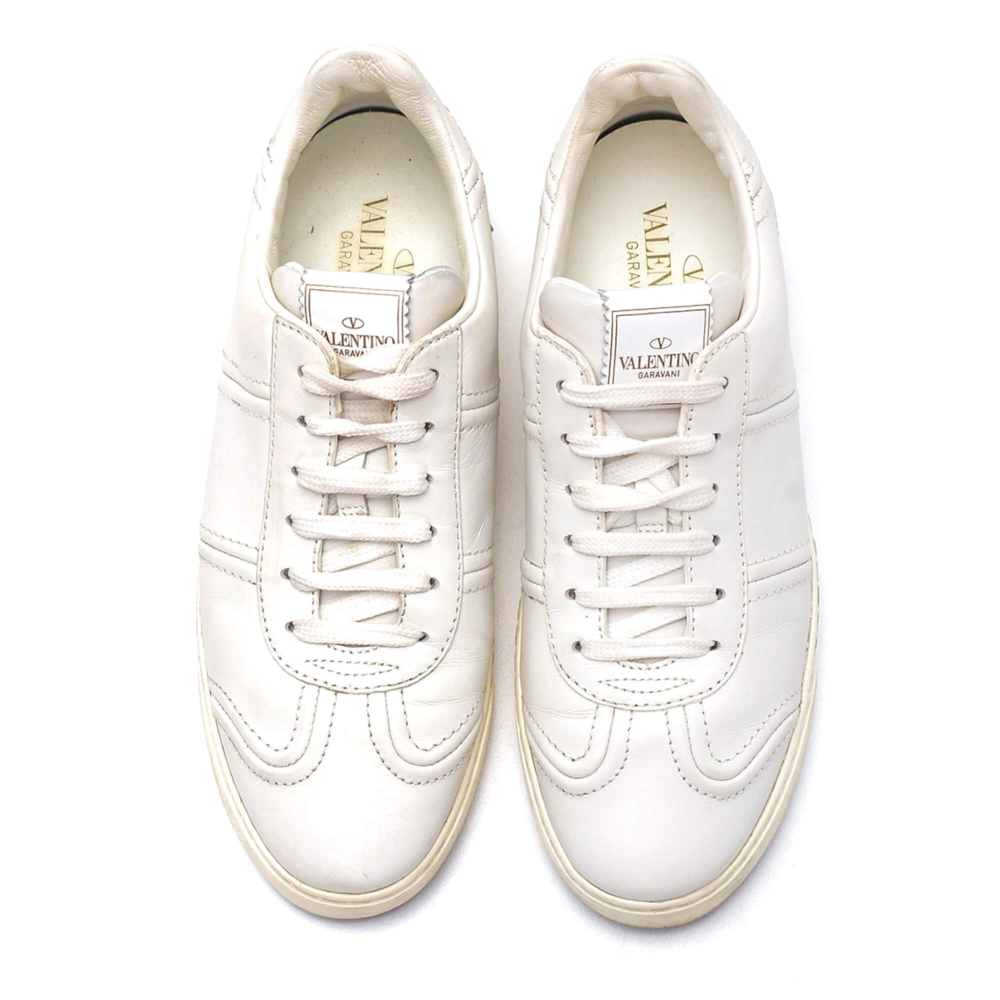 Valentino - White Leather Studded Sneakers 